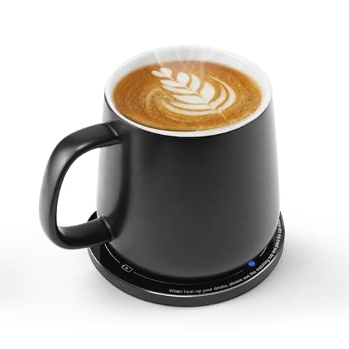 APEKX Réchauffeur de Tasse Intelligente – Maintien de Température Stable à 55°C (131°F), Recharge Sans Fil 15W, Capacité 380ml (12.8 oz) – Marche/Arrêt Automatique, Port USB-C, 4H de Maintien (Noir)