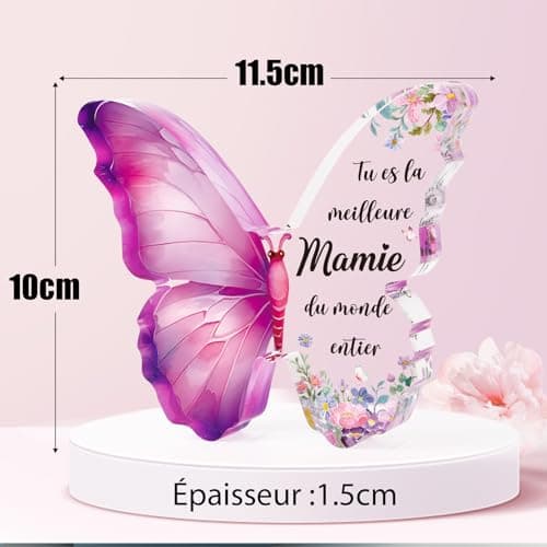 BETESSIN Cadeau Mamie "Tu es la Meilleure Mamie du Monde Entier", Cadeau Anniversaire Mamie, Cadeau Fête des Grand-Mères, Plaque Acrylique Gaufrée, Idée Cadeau Original Merci Mamie Noël