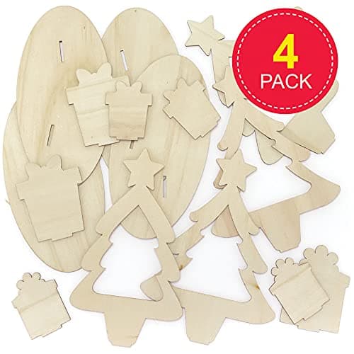 Baker Ross FC115 Cadres Photo en Bois de Noël - Lot de 4, Cadre Photo pour Enfants, Decoration Bois à Décorer, Bois a Peindre Enfant, Noel Enfant, Activites Manuelles pour Enfants