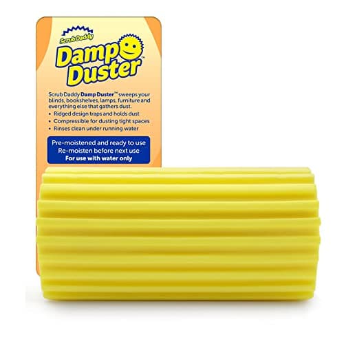 Scrub Daddy Damp Duster - Eponge Magique de Nettoyage Attrape Poussiere, Plumeau Lavable Depoussierant- Lingette Humide Antistatique Qui Piège la Poussière et se Rince Facilement - Jaune
