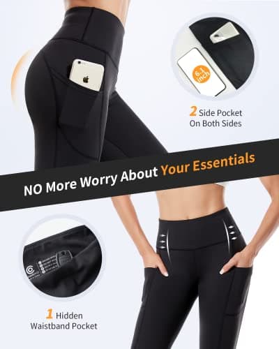 CAMBIVO Legging de Sport Femme Taille Haute, Leggings Pantalon Yoga Pants Fuseau Push up, Legging Running Elastique Opaque avec Poches pour Pilates, Running, Fitness, Gym