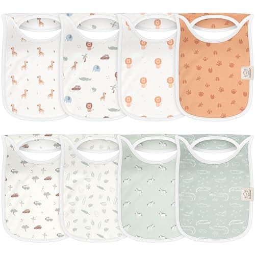 Pack de 8 bavoirs pour bébés KeaBabies pour filles, garçons, bavoirs bébé, bavoirs absorbants super absorbants, foulard bébé, nouveau-né, bavoir en coton biologique, bébé, bavoir bébé (Wilderness)