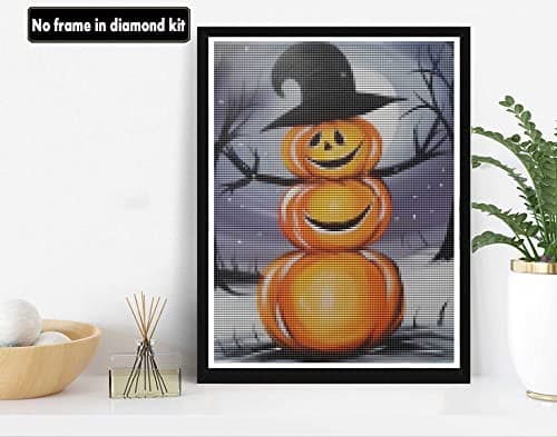 VAIIEYO 5D Diamond Painting Fantôme Citrouille, Broderie Diamant Halloween, Canevas Diamant kit Complet Point De Croix Broderie Salon Chambre Autocollant Décoration 30x40 cm