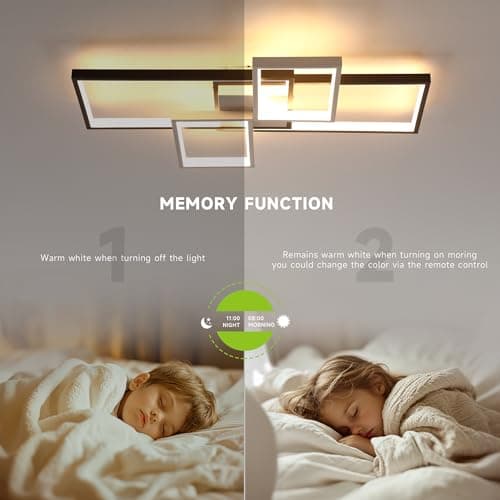 OTREN Plafonnier LED Dimmable, 65CM Luminaire Plafonnier avec Télécommande, 52W Moderne Lampe de Plafond pour Salon, Chambre, Cuisine, Salle à manger, 65x42x8cm