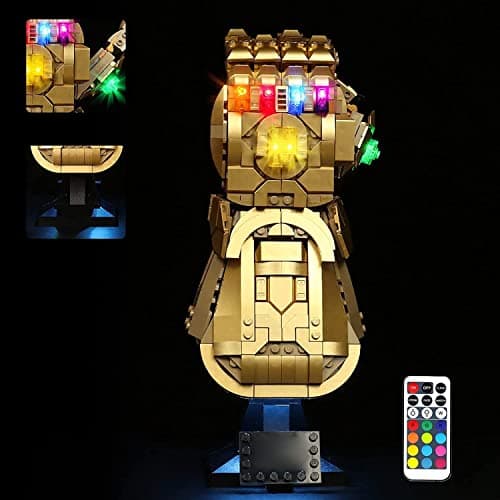 Jeu d'éclairage LED pour Lego 76191 Marvel Le Gant de l’Infini –Thanos, Set d'éclairage LED de décoration pour Lego Thanos Gant avec télécommande RVB, Base de Couleur Interchangeable (No Lego)