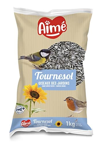 Aime - Nourriture pour oiseaux - Graines pour oiseaux du ciel et de Jardin - Graines de tournesol - Nourriture Respectueuse de l'environnement - Sac de 1 Kg
