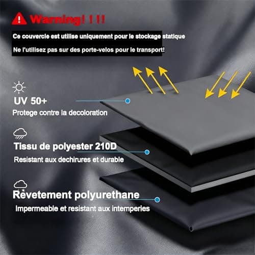 ZUAPEV Housse Velo Exterieur Protection, Bache Velo Exterieur Impermeable 210D Bâche Vélo Etanche, Protege velo Pluie Couverture 1 Velo de Course/Route/ VTT/Electrique/Ville/Enfant,195x70x110cm
