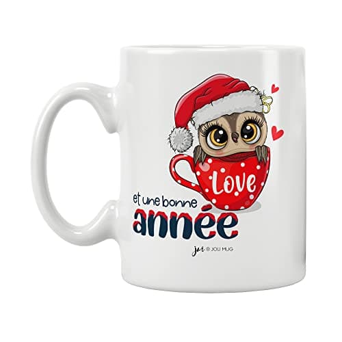 ÉNJA Création Cadeau NOËL - Mug NOUNOU. Nounou/Tasse – Joyeux Noël - Cadeau fêtes de fin d'année personnalisé. Cadeau original. Céramique haute qualité 11oz - 320 ML (NOUNOU)