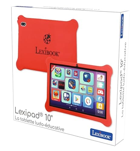 Lexibook, Lexipad 10'' -Tablette Ludo sous Android, Conçue pour Toute la Famille, Contenu éducatif et Fun, Contrôle Parental, TLN10FR, Rouge/Blanc