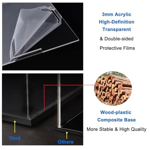 Vitrine Acrylique pour Collection pour Lego 21349 10297 43244 10278 Figurine, Épaissie Boite Transparente Plexiglas Vitrines et Rangements avec Base Bois-plastique & Lumière, Noir Intérieur 30x30x40cm
