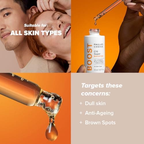Paula's Choice C15 Vitamine C Super BOOSTER - Anti-Âge Sérum avec 15% Vitamine C - Estompe les Taches Brunes pour une Peau Terne - avec Acide Férulique - Tous Types de Peaux - 20 ml