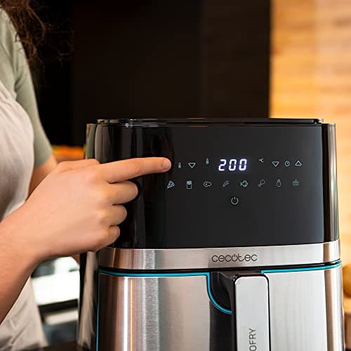 Cecotec Friteuse sans Huile 5,5 L Cecofry Full Inox 5500 Pro Accessoires. 1600 W, Diététique, Numérique, Finitions en Acier inoxydable, Technologie PerfectCook, Comprend des accessoires