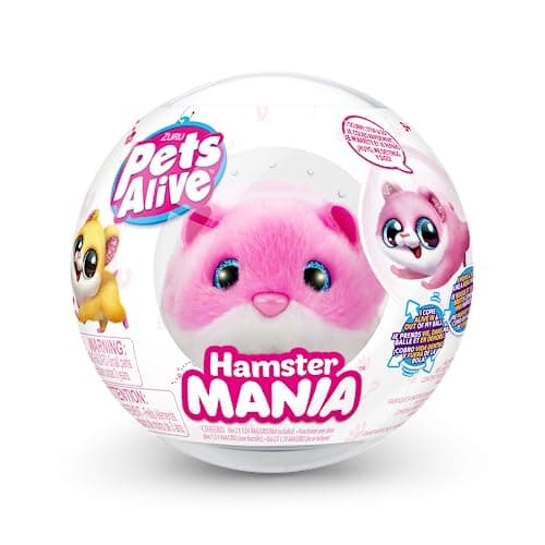 Pets Alive Hamster Mania by ZURU, Pink Hamster, Pet Nurture, Peluche, Real Alive, 20+ Sons interactifs, Animal électronique, (Rose)