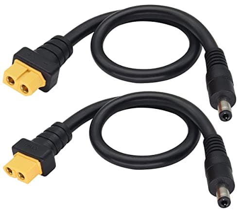 Câble DC 5,5×2,5mm vers XT60 Connecteur Femelle XT60 Bullet vers DC 5,5×2,5mm Câble D'alimentation Mâle pour fer à Souder TS100,Alimentation D'affichage FPV,Drone(DC 2.5mm-M/30cm-2Pack)