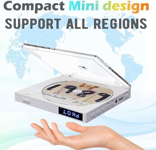 Maite Lecteur DVD HDMI pour TV, Lecteur CD DVD Compact avec Connexion Casque/Haut-Parleur, Lecture sans région pour Les systèmes NTSC/PAL, Lecteur DVD Portable avec câble HDMI et RCA