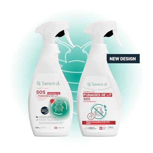 SOS ANTI PUNAISES DE LIT XXL - Spray Insecticide CHOC Traitement naturel aux Huiles Essentielles et Fleur de Pyrèthre Végétal - Produit qui élimine les punaises de lit - 500mL