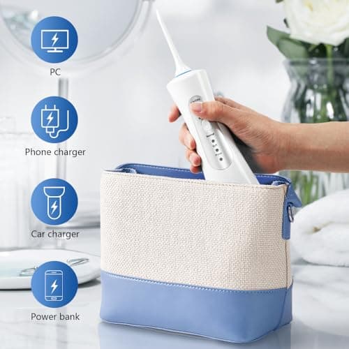 YOOY Jet Dentaire Hydropulsuer,Irrigateur Oral Professionnel IPX7 Étanche,5 Buses 3 Modes Detartreur Dentaire,Rechargeable de Voyage Jet dentaire portable,Hydropulseur dentaire sans fil Water Flosser