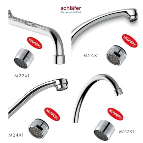 Schläfer | 10016 - Aérateur Robinet M24, Mâle Fendeuse, Universelle Perlator DL pour Jet Doux, Filetage M24X1, Débit B 7 l/min, Régulateurs de Débit pour Robinet, 2pcs