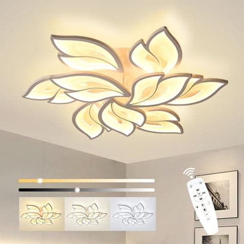 Sky angle Plafonnier LED avec télécommande, lampe de chambre à coucher à intensité variable, plafonnier de salon créatif en forme de fleur (9 têtes/Ø84 cm/33,1 pouces)