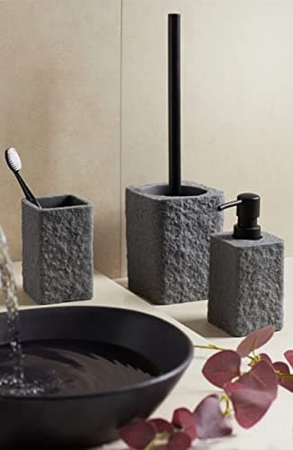 WENKO gobelet Brosse à dent, Distributeur Savon Liquide, Villata, Gris