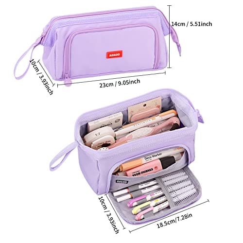 Sciphylia Trousse Scolaire Trousse à Crayons Grande Capacité avec Manipuler Trousse Scolaire Fille Scolaires Papeterie Trousse Bureau Organisateur pour Enfants Taro Violet