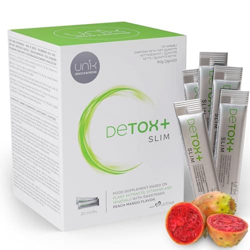 Détox Foie et Intestin | Complément Naturel Cardo Mariano + Cactinéa®+ Artichaut + Thé Vert + Raisin + Gingembre | Cure Detox Puissant et Rapide | SLIM 20 Sticks Saveur Mangue-Pêche
