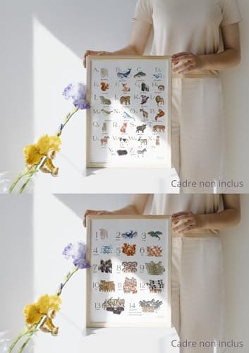 Générique Lot de 2 Affiches Abécédaire Format A3, Alphabet en Français avec Lettres et Animaux Amusants, 350 g/m2, Décoration Éducative pour Chambres d'Enfants et Salles de Classe