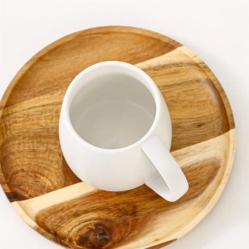 TREEWOO Tasses classiques en céramique de grande capacité 400 ml avec finition mate nordique avec poignée pour la maison, le bureau, hommes et femmes (blanc)