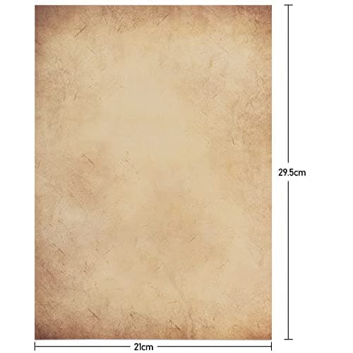 25 Feuilles Papier Parchemin Vintage Format DIN A4 pour Invitation d'anniversaire Calligraphie Imprimé Recto Verso