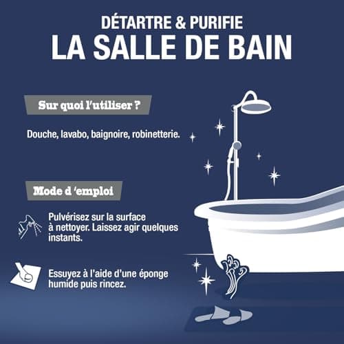 JACQUES BRIOCHIN - Nettoyant salle de bain 3 en 1 : Nettoie, Détartre et Purifie - Parfum huile de pin - 99.9% d'origine naturelle - Ecocert - Fabriqué en France - Pulvérisateur - 750ml