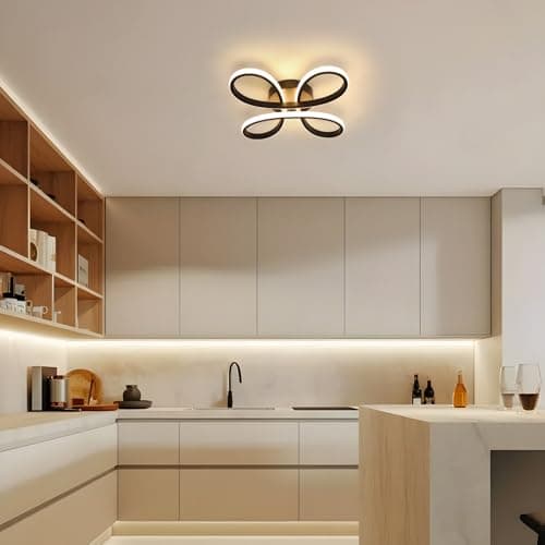 Comely Plafonnier LED Moderne, Lampe de Plafond 28W 3150LM, Luminaire Plafonnier Acrylique en Forme de Fleur pour Couloir, Balcon, Chambre, Salon, Lumière Chaude 3000K, Noir