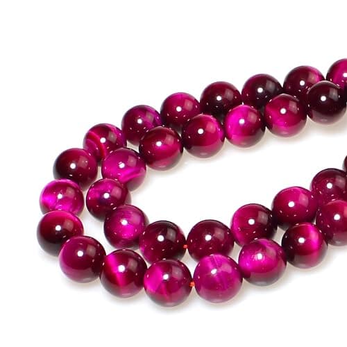 MJDCB 6mm 60 pièces Perle Pierre d'oeil de Tigre Rouge Rose Naturelle Ronde en Vrac Perles Semi Precieuse pour Fabrication de Bijoux de Bracelets et de Colliers