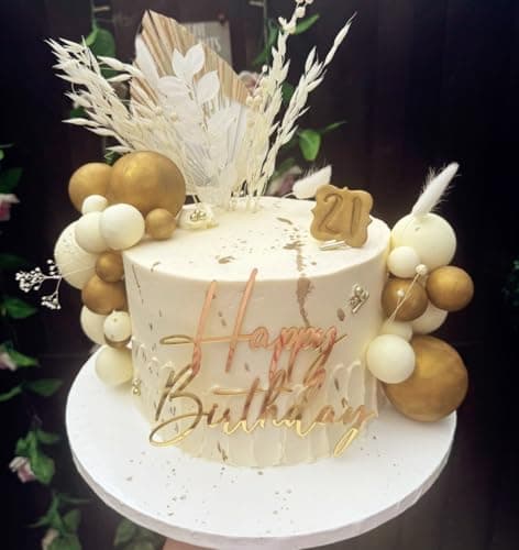 Roaring Good Time décoration de gâteau boho champagne boules d'or décoration de gâteau feuilles de palme d'or décoration de gâteau bohème boules d'or blanc pour mariage anniversaire anniversaire