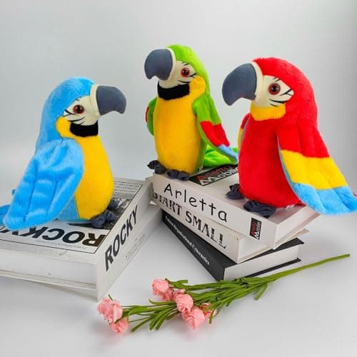 Sunshine smile Perroquet Parlant en Peluche,Jouet électrique Perroquet Parlant,Electrique Peluche Qui Danse,Mignon Jouet Peluche Electrique,Jouet Électronique en Peluche,Interactive Perroquet Ailes