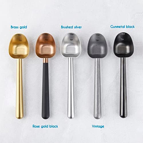 Easyworkz Cuillère à café en acier inoxydable à long manche creux, cuillère à mesurer pour café moulu et thé en vrac,Or en laiton