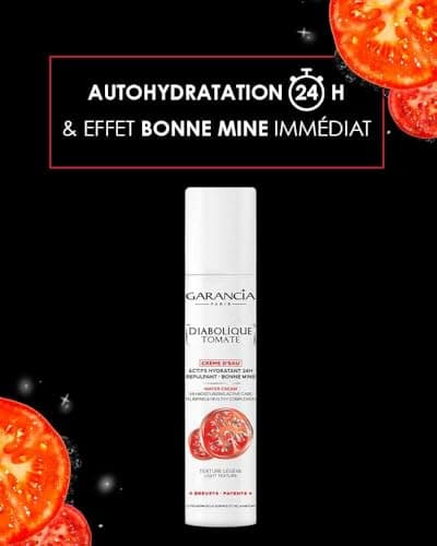 Garancia - Crème Hydratante Visage - DIABOLIQUE TOMATE Crème d'Eau - Effet Bonne Mine Immédiat, Repulpante, Auto Hydratation 24h - 30 ml