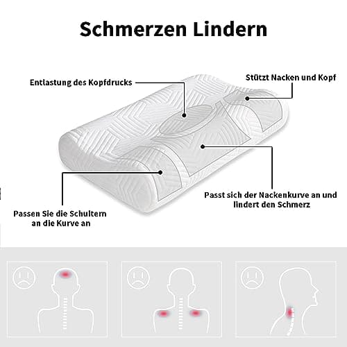 LAMB Nouveau pour 2024 Oreiller Cervical 50D Memory Foam,Oreiller Orthopédique pour la Nuque,Réglable en Hauteur, Taie d'oreiller Lavable, 50 x 35 cm