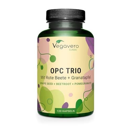 OPC Extraits de Pépins de Raisin | Antioxydant Puissant & Santé Cardiovasculaire | Avec Betterave Rouge & Grenade | Sans Additif & Vegan | 120 Gélules | Vegavero®
