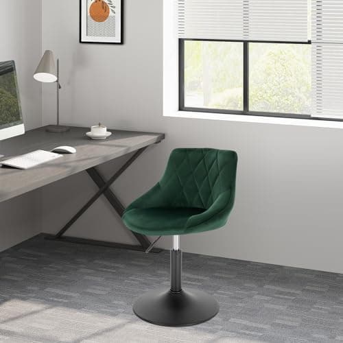 WOLTU Lot de 1 Tabouret de comptoir réglable en Hauteur et pivotante,Tabouret de bistrot en Velours Structure métallique, Hauteur Réglable de 38-49.5cm, Vert Foncé, BH242dgn-1