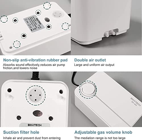 boxtech Pompe à air Ultra silencieuse pour Aquarium, la Pompe à air Peut répondre aux Trois exigences, silencieuse, Faible Vibration et suffisamment d'oxygène