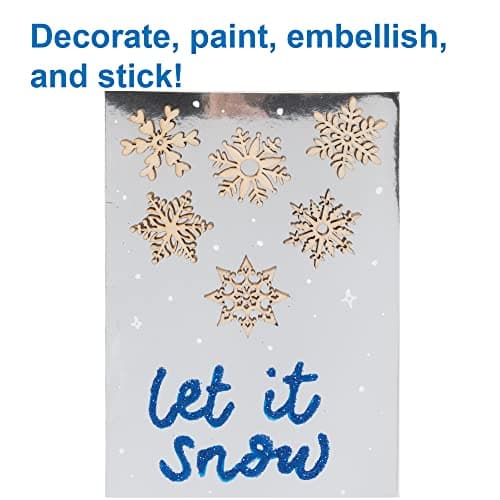 Baker Ross FE984 Mini Formes en Bois pour Enfants motif Flocon de Neige - Lot de 72, Forme en Bois a Peindre Decoration, Loisirs Créatifs Enfants, Activites Manuelles pour Enfants