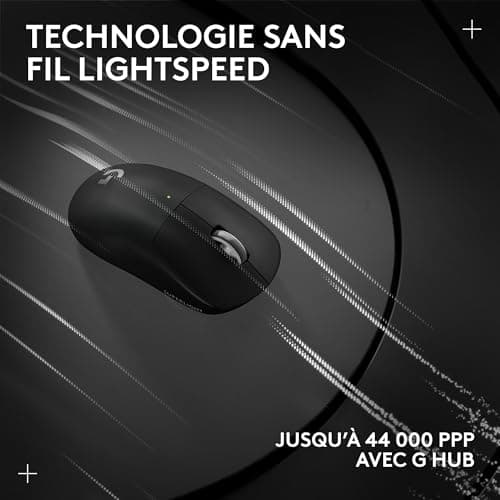 Logitech G PRO X SUPERLIGHT 2, souris gaming sans fil, souris Pro-Grade 60 g avec 5 boutons programmables, capteur 44 000 DPI, taux de rapport 8 kHz, recharge USB-C pour PC/Mac- Noir