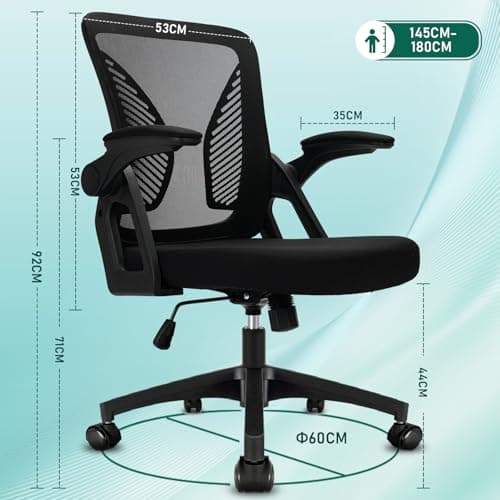 Milacyee Chaise de Bureau Ergonomique, Chaise de Bureau avec accoudoirs réglables, Soutien Lombaire, Réglable en Hauteur, Chaise de Bureau pivotante avec Dossier en Filet Respirant, Noir