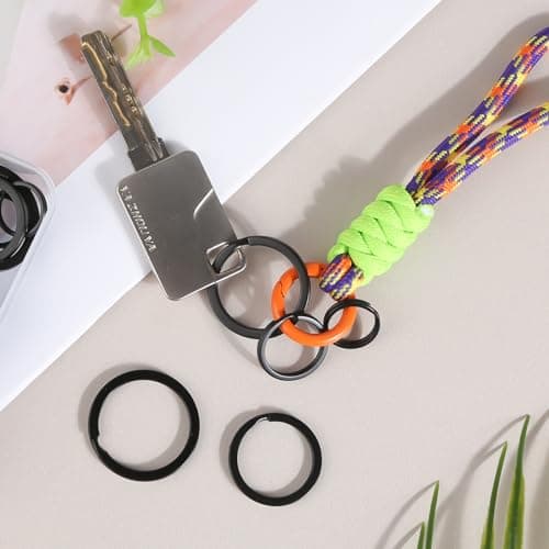 Lot de 75 porte-clés noirs - 30 mm, 28 mm, 25 mm, 20 mm, 15 mm - En acier inoxydable - Pour voiture, maison, clés