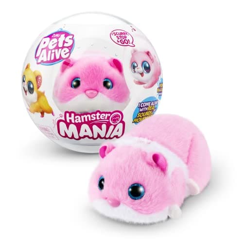 Pets Alive Hamster Mania by ZURU, Pink Hamster, Pet Nurture, Peluche, Real Alive, 20+ Sons interactifs, Animal électronique, (Rose)