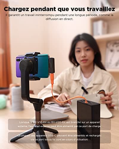 Boya BY-V10 Micro Cravate, Micro Cravate sans Fil USB-C pour Smartphone Android/Type-C/Gopro/Action 2/3 Micro Smartphone pour Podcast Facebook Youtube Vlogging Enregistrement Vidéo