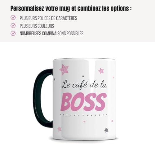 Céramique Mug Personnalisé blanc avec texte personnalisable 'ORIGINAL STAR MUG' Anse et Intérieur noir - Cadeau Original pour Homme Femme Anniversaire Bureau Collègue Noël - 330ML