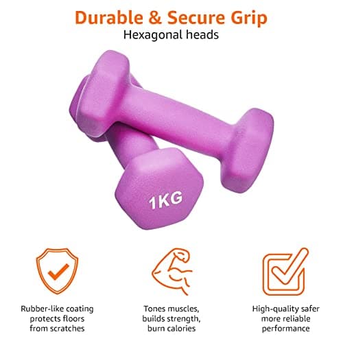 Amazon Basics Paire d'haltères en néoprène 2 x 1 kg, Violet