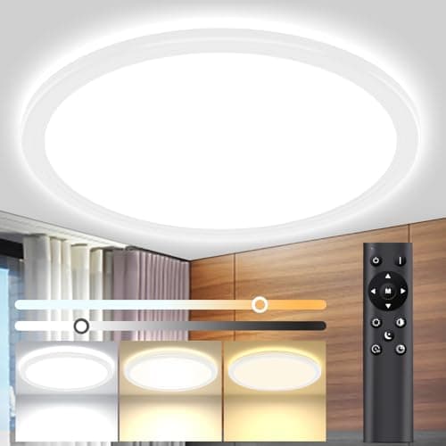 OUILA Plafonnier Led, Luminaire Plafonnier Télécommande 24W Réglable Ø30cm 3000K-6500K Dimmable Lampe Plafond Led Moderne Rond 2400LM Applicable à Salle de Bain, Chambre, Cuisine, Salon, Balcon