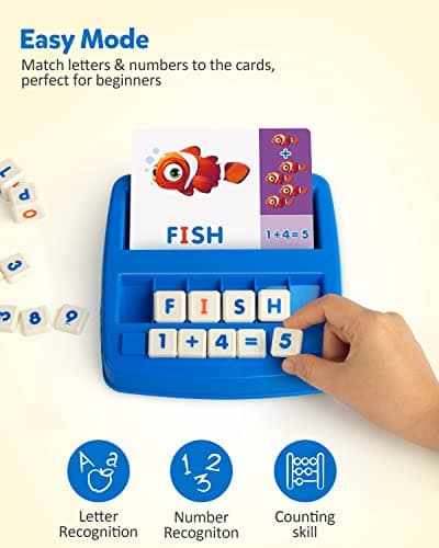 Coogam Jeu de Lettres Assorties, Alphabet Orthographe Lecture Cartes Flash, Math Nombre Mots Puzzle Montessori Apprentissage Précoce Cadeau Éducatif Jouets pour 3 4 5 Ans Enfants